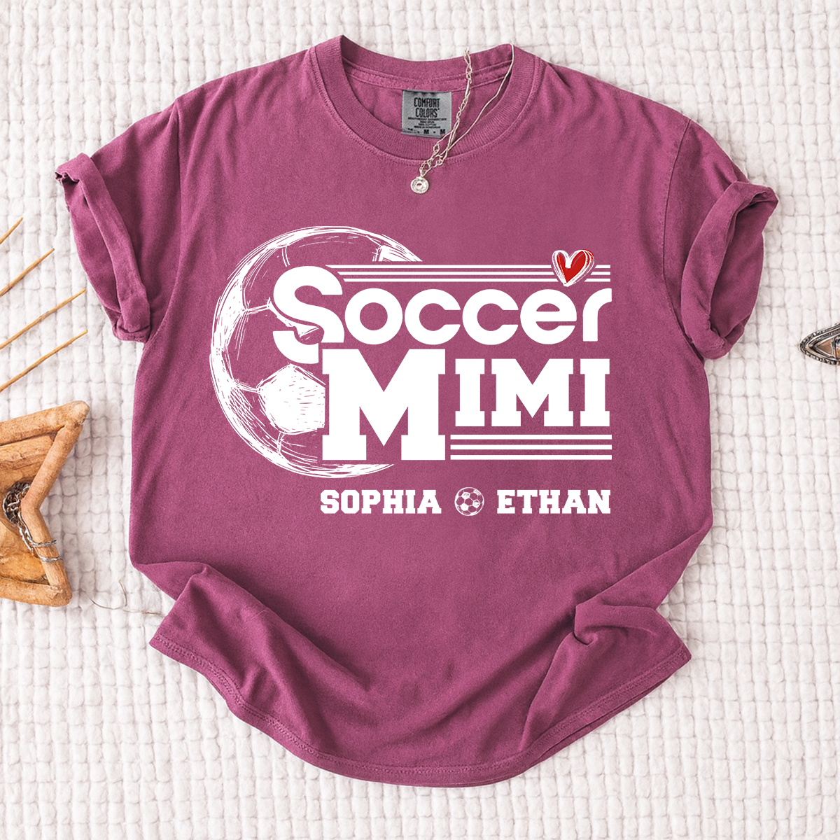 Comfort Colors® Soccer Mimi Shirt, Personalized Grandma Tee, Customize with Names