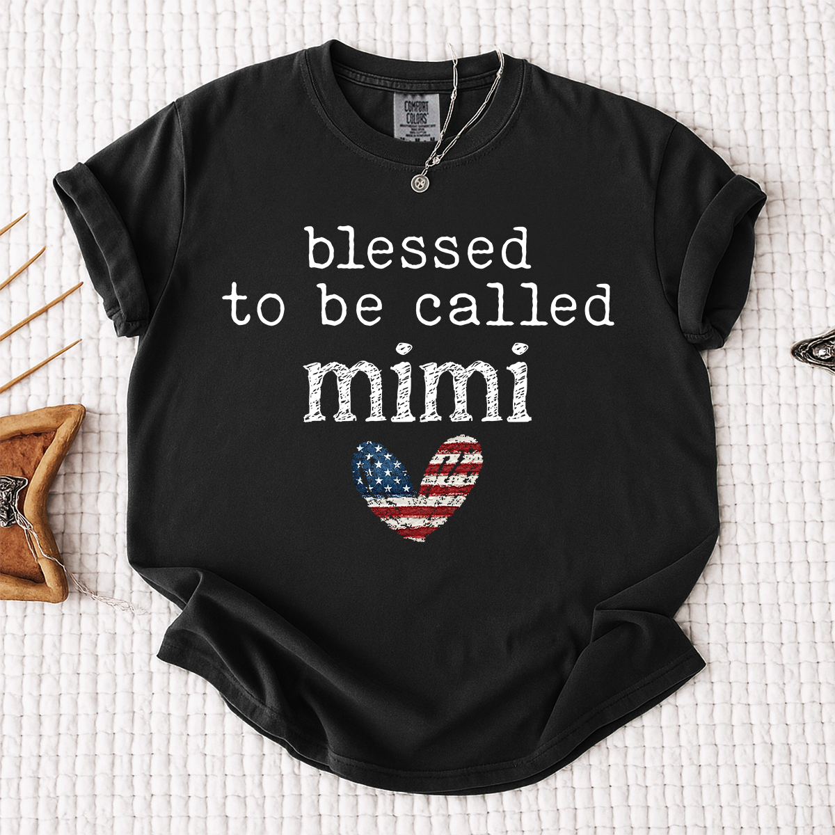 Comfort Colors Blessed To Be Called Mimi Shirt, Cute Mimi Grandma T Shirt, Patriotic Heart Design, Gift for Grandma Mothers Day