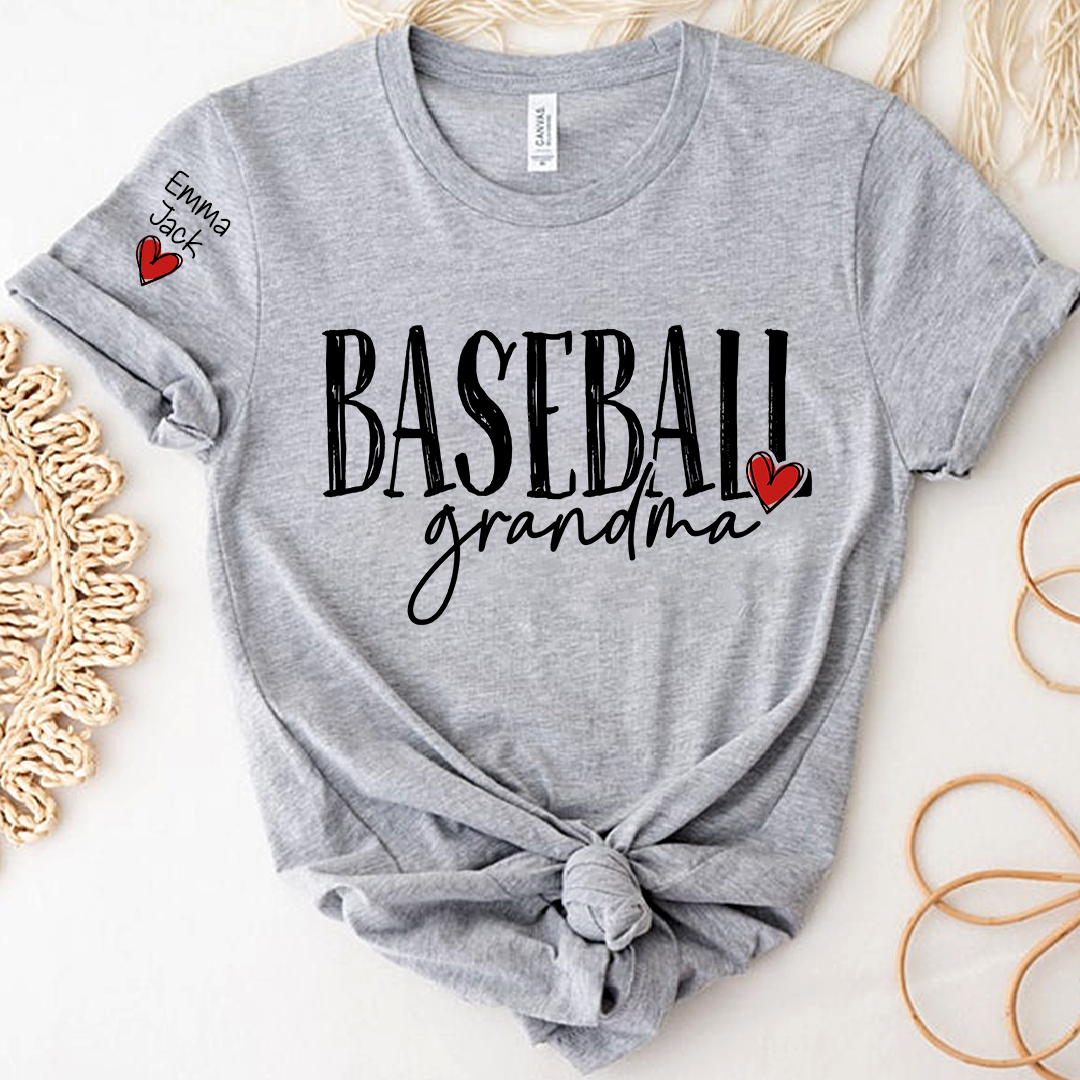 Baseball GrandmaT-Shirt, Custom Name Nana Shirt with Retro Baseball Graphic