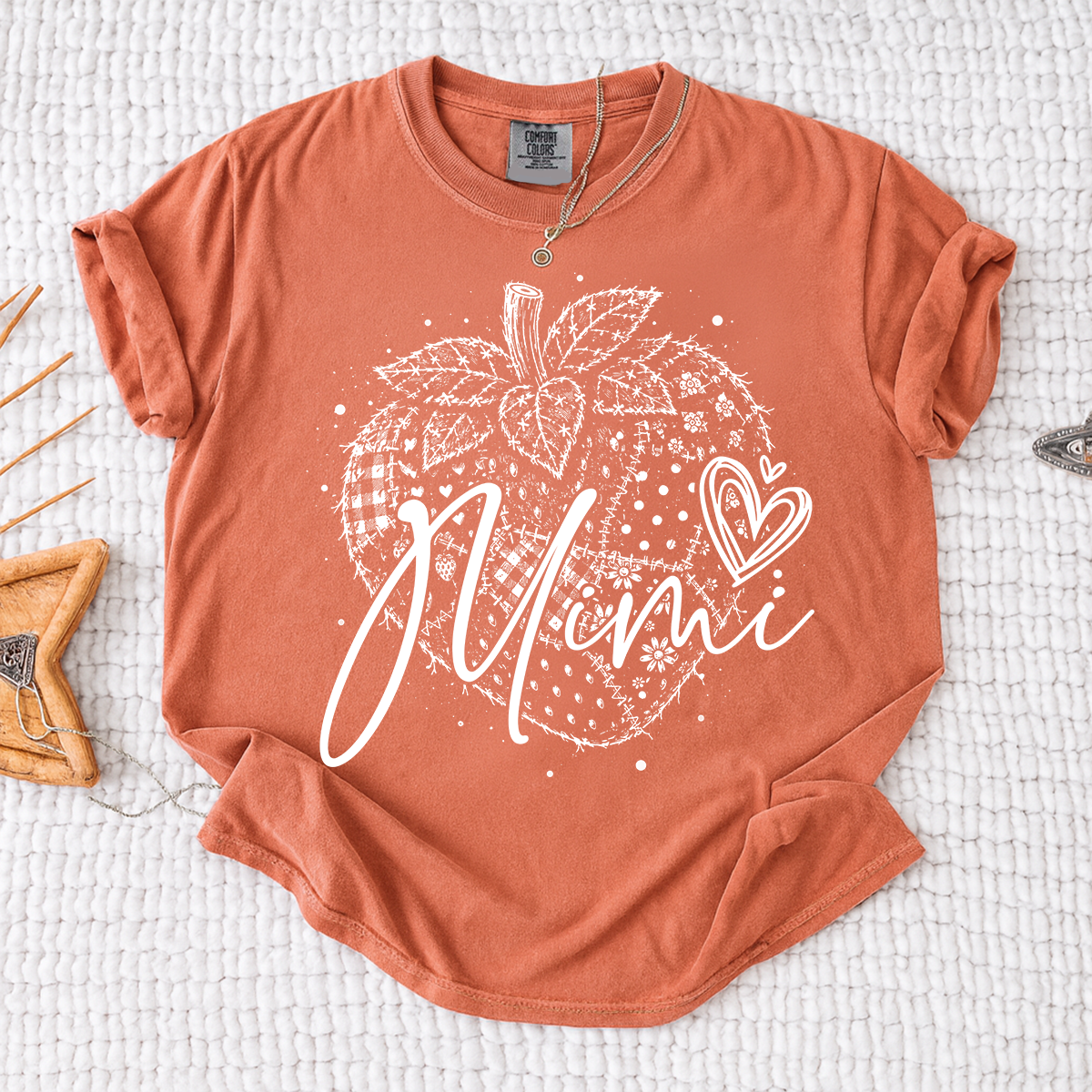 Comfort Colors® Custom Mimi Shirt with Fruit Design, Personalized Grandma or Mom Tee, Unique Name Graphic Shirt for Women