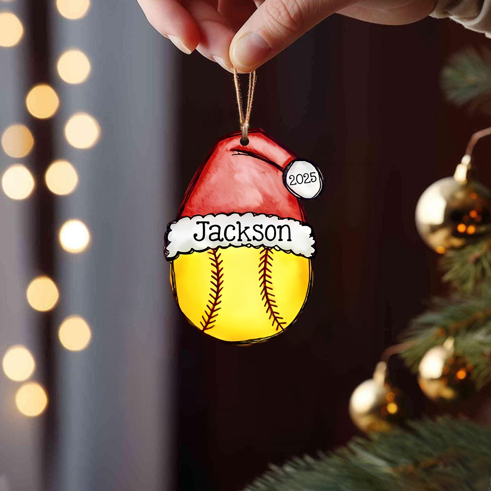 Personalized Sports Ball Ornament, Custom Christmas Tree Decoration with Name & Year 2025
