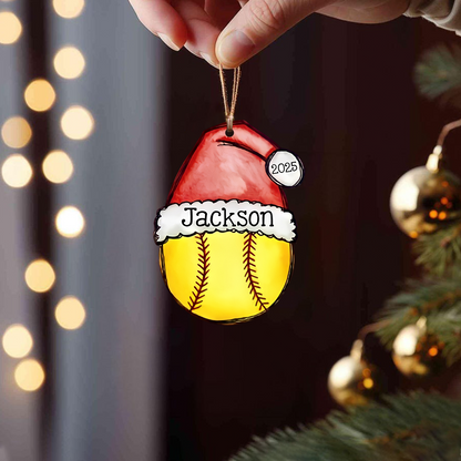 Personalized Sports Ball Ornament, Custom Christmas Tree Decoration with Name & Year 2025