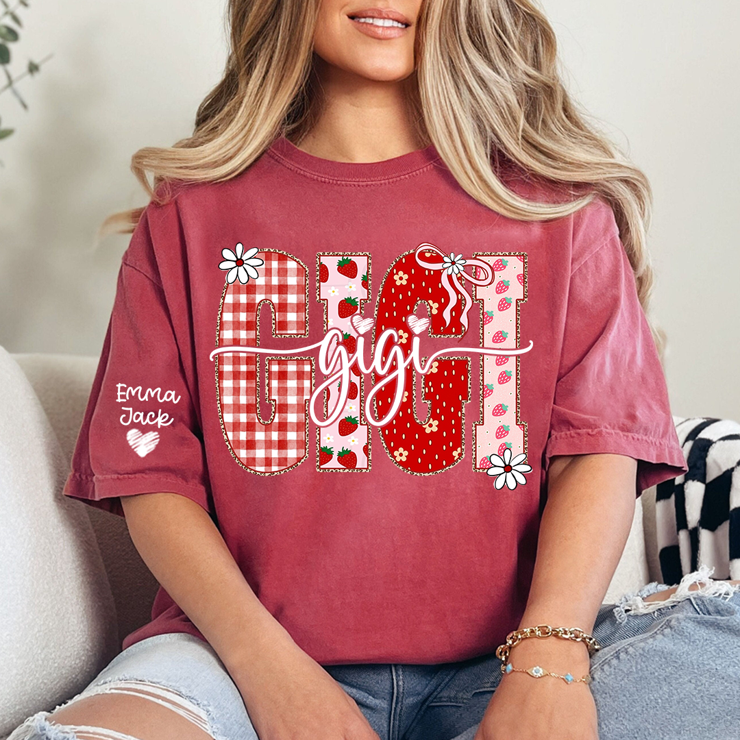 Custom Designed For Gigi With A Strawberry And Floral Pattern, A Unique Outfit Made Just For Grandma