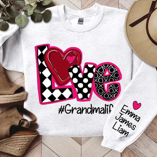 Love Valentine Sweatshirt, Custom Grandma With Kids, Grandma Gift Valentine TH Sweatshirt