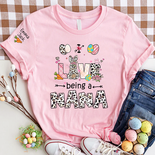 Love Being a Nana T Shirt, Cute Easter Bunny Family Shirt For Nana And Kids