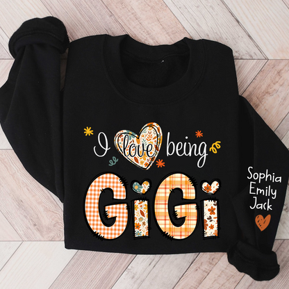 Personalized Autumn I Love Being Sweatshirt for Grandma And Kids