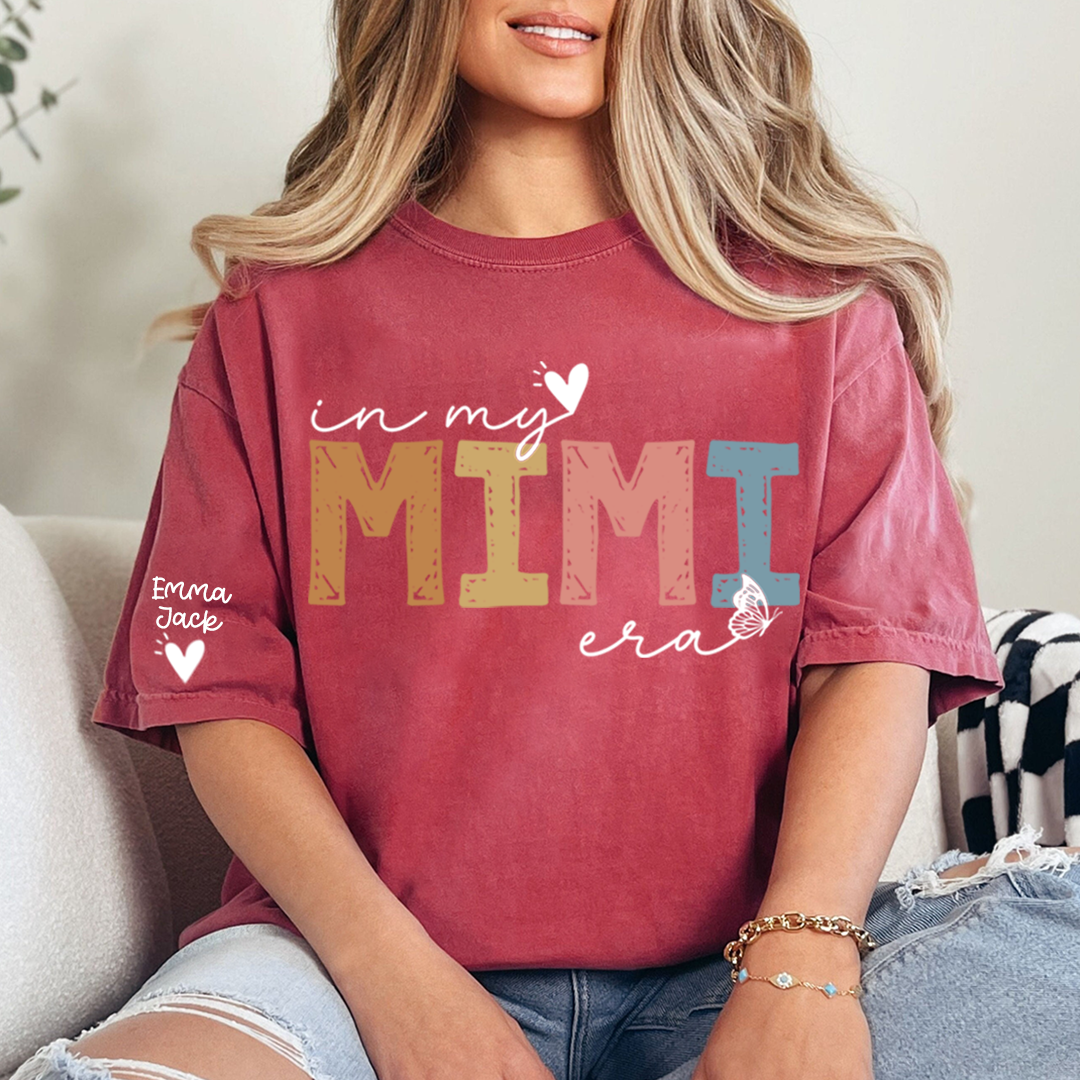Cute Mimi Grandma T-Shirt, In My Mimi Era Stylish Pastel Graphic Tee For Gift Grandma and Kids