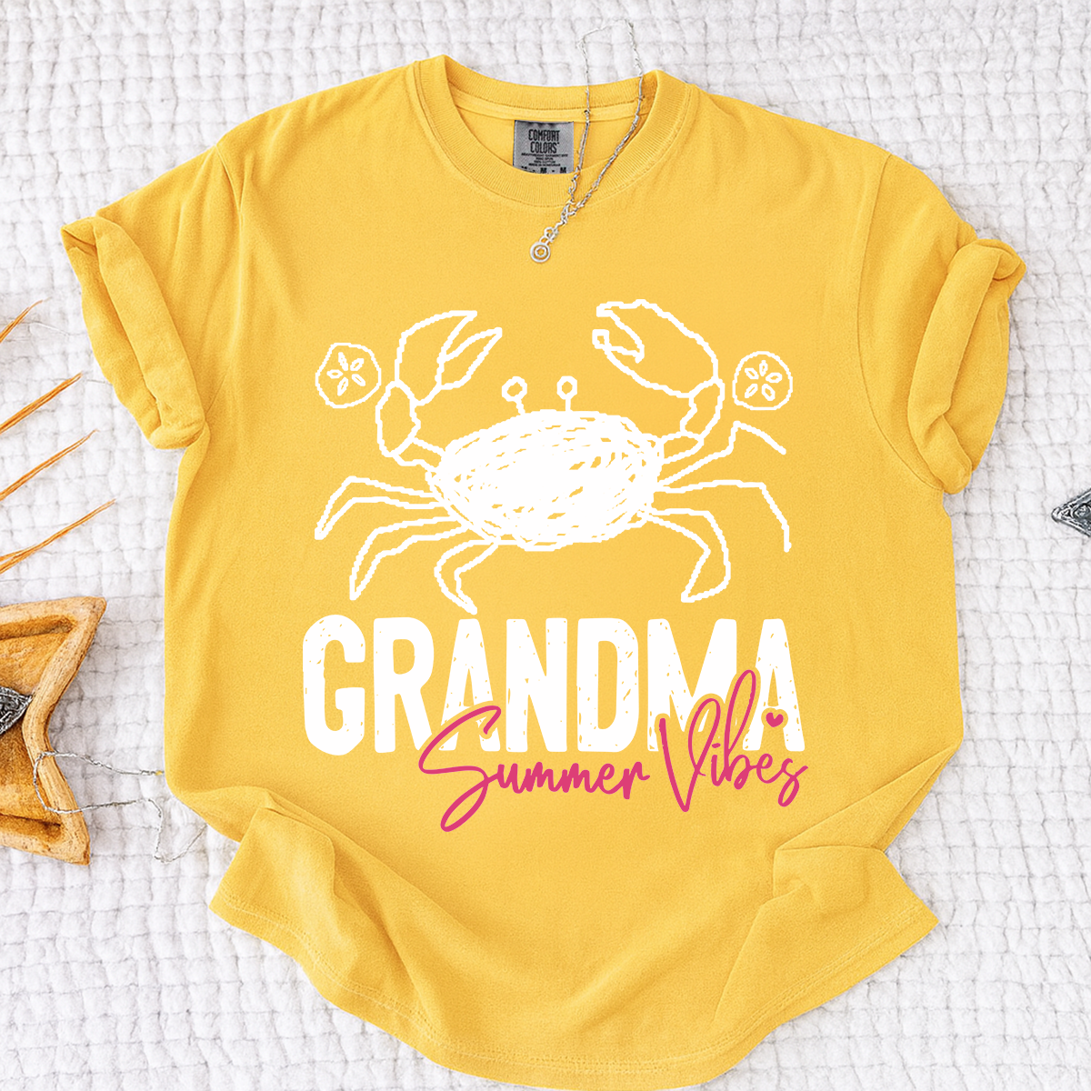 Personalized Grandma Summer Crab T Shirt, Custom Family Names Tee, Cute Crab Beach Graphic Shirt, Gift for Nana and Grandma