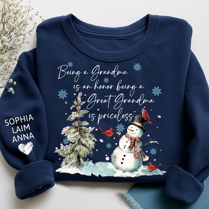 Being a Grandma Is an Honor Being a Great Grandma Is Priceless Sweatshirt, For Gift Grandma And Kids