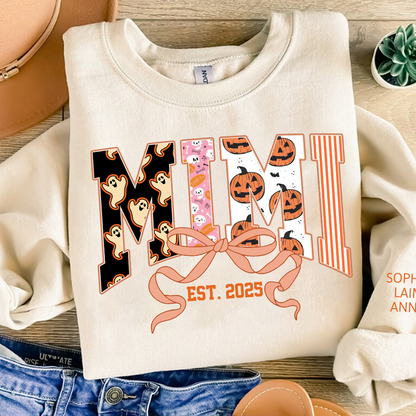 Personalized Halloween Grandma Sweatshirt, Custom Mimi And Kids Names
