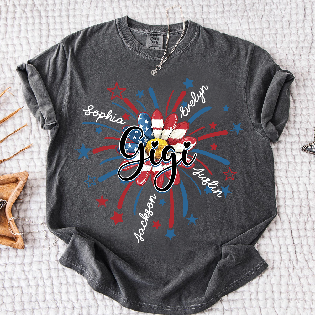 Comfort Colors® 4th of July Mimi T-shirt, A Vibrant American Flag T-shirt, A Gift For Grandma And Her Grandchildren