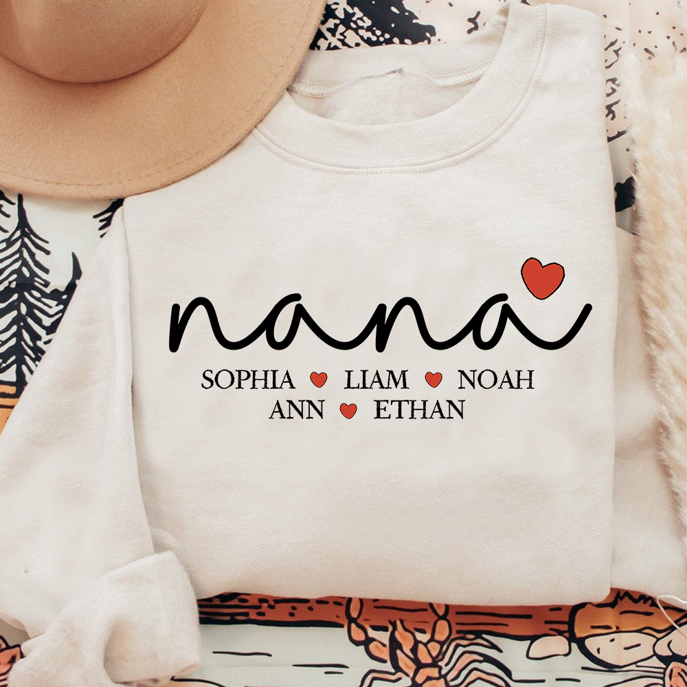 Custom Nana Heart Sweatshirt, Gift for Grandma And Kids