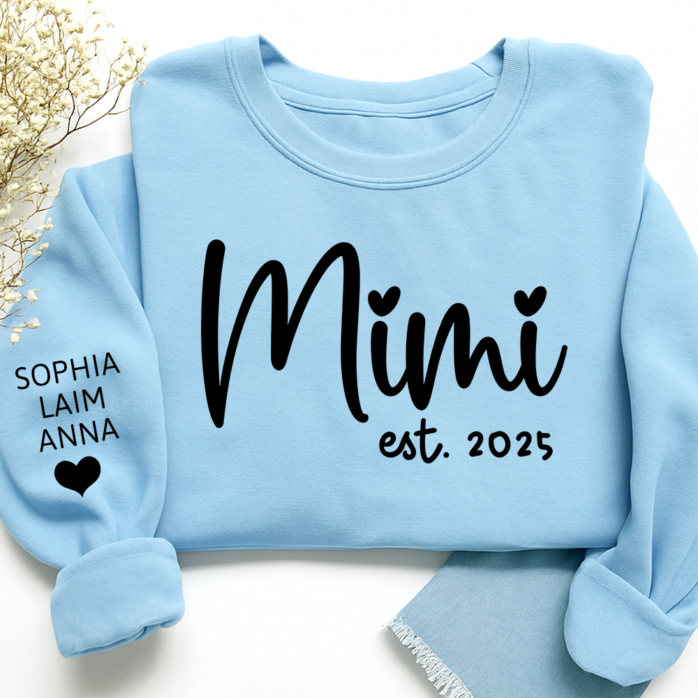 Personalized Mimi Sweatshirt, Custom Est. 2025 Grandma Gift with Kids’ Names