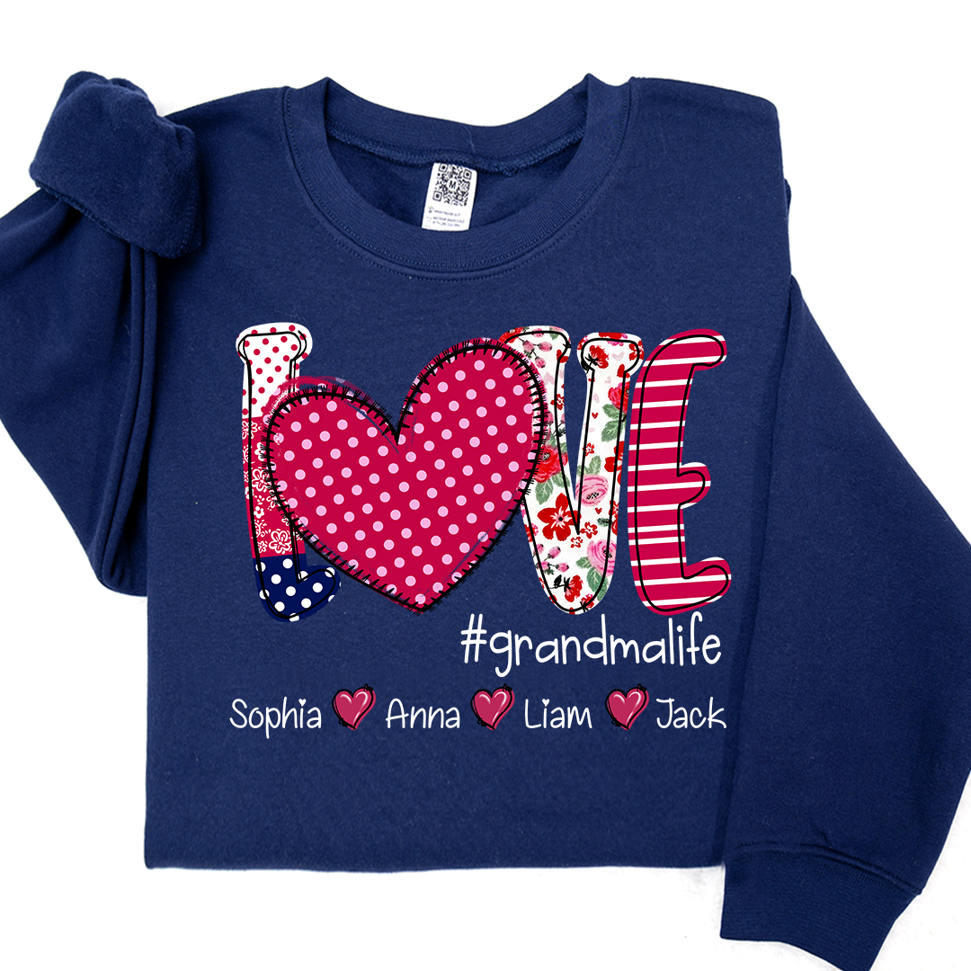 Valentine's Heart Day Custom Grandma And Kids LTP01 Sweatshirt