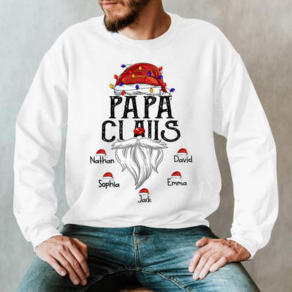 Hat Santa With Christmas Lights, Gift For Grandpa, Custom Give Papa And Kids Sweatshirt