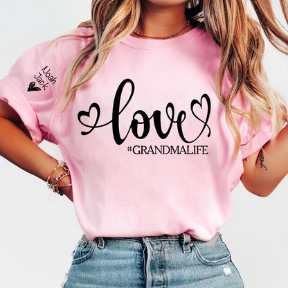 Love Grandma Life T-Shirt, Personalized Grandma Tee with Custom Names