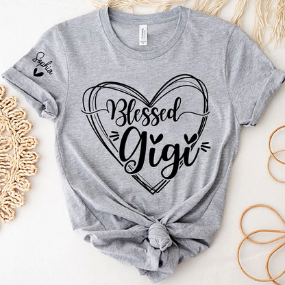 Custom Gigi Heart Tshirt, Personalized For Grandma And Little Ones