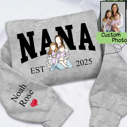 Personalized Custom Photo Portrait, Giver Custom Nana And Kids For Family Gift