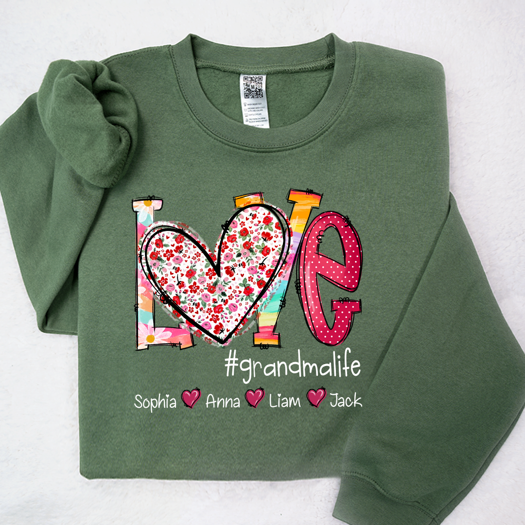 Valentine Heart Custom Name Grandma And Kids LTP01