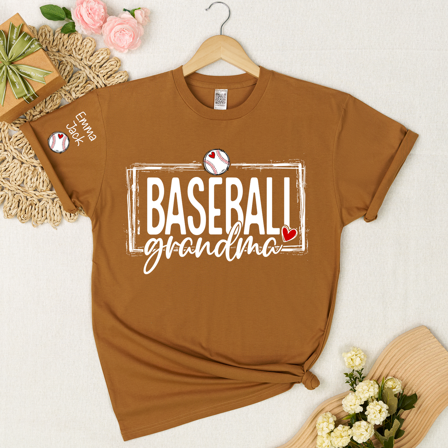 Baseball Grandma T-Shirt, Personalized Grandma T-Shirt for Baseball Lovers with Custom Name