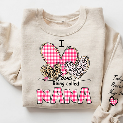 Grandma Valentine Sweatshirt, I Love Being Nana Heart Design, Personalized Family Love Crewneck