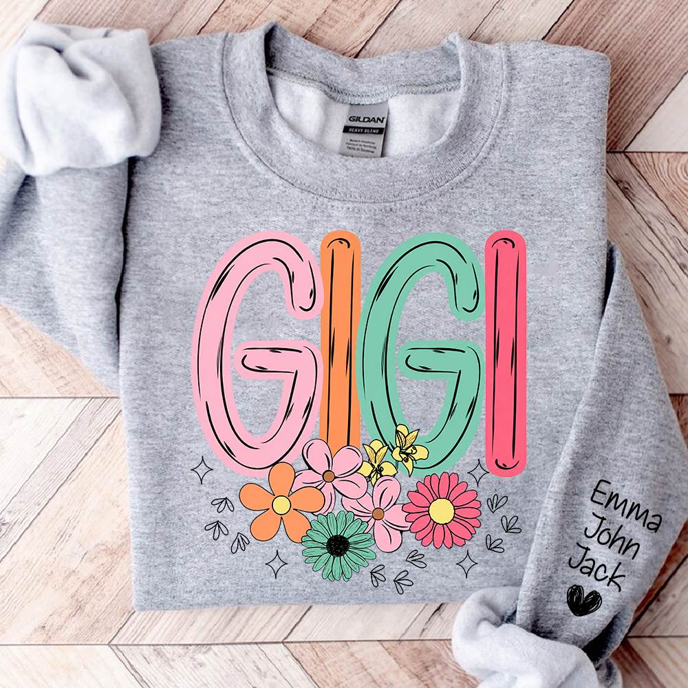 Personalized Floral Grandma Bundle, Custom Grandma Gigi T Shirt, Cute Colorful Flowers Gift for Women