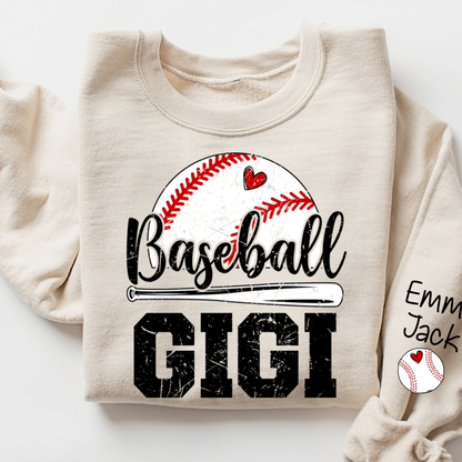 Custom Baseball Gigi Sweatshirt, Graphic Tee With Baseball And Heart Design for Gift Grandma And Kids