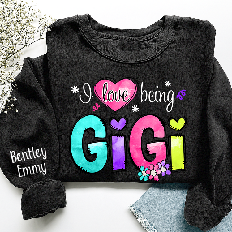 Personalized I Love Being Gigi Shirt, Custom Nickname and Grandkids' Names T-Shirt