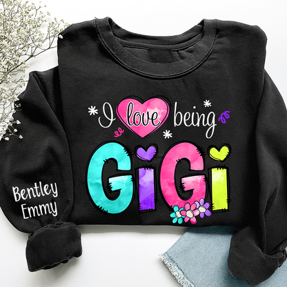 Personalized I Love Being Gigi Shirt, Custom Nickname and Grandkids' Names T-Shirt