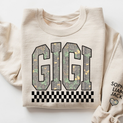 Personalized Gigi Sweatshirt, Modern Block Letter Grandma Crewneck