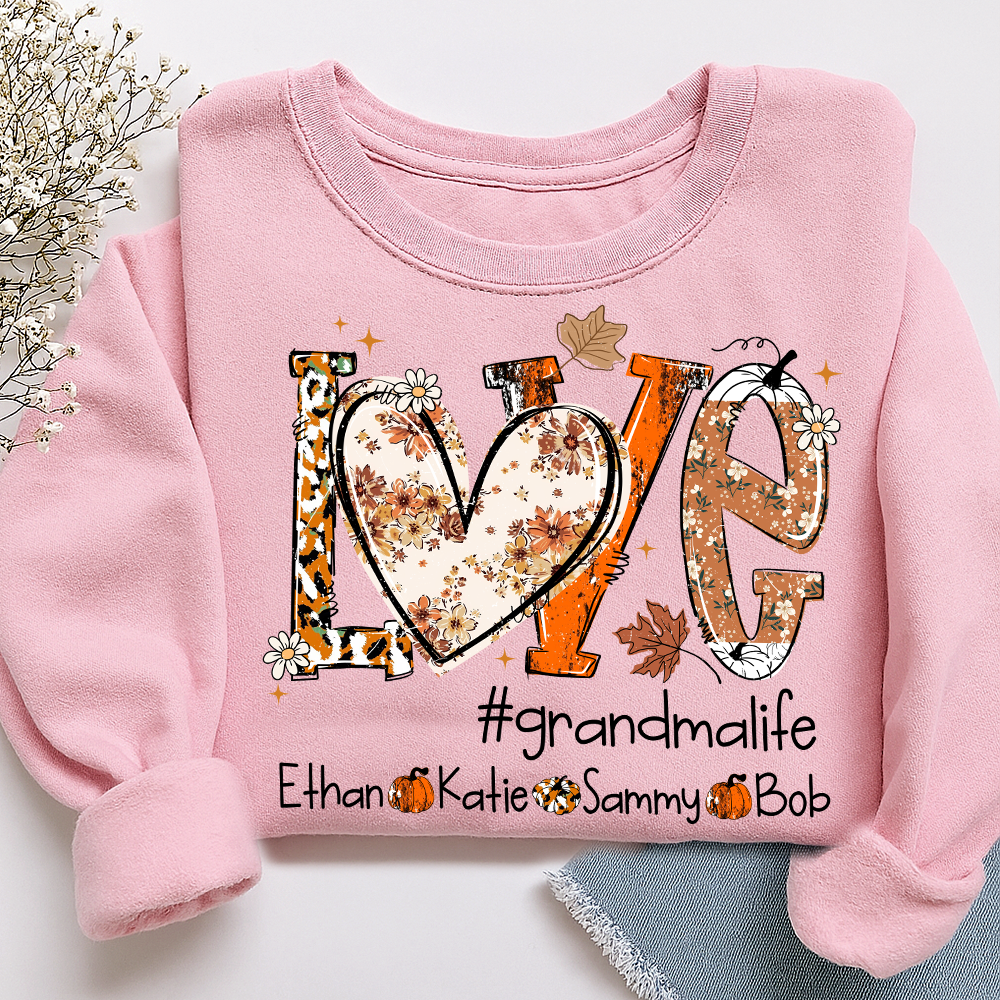 Custom Love Fall, Personalized Halloween for Grandma And Grandkids