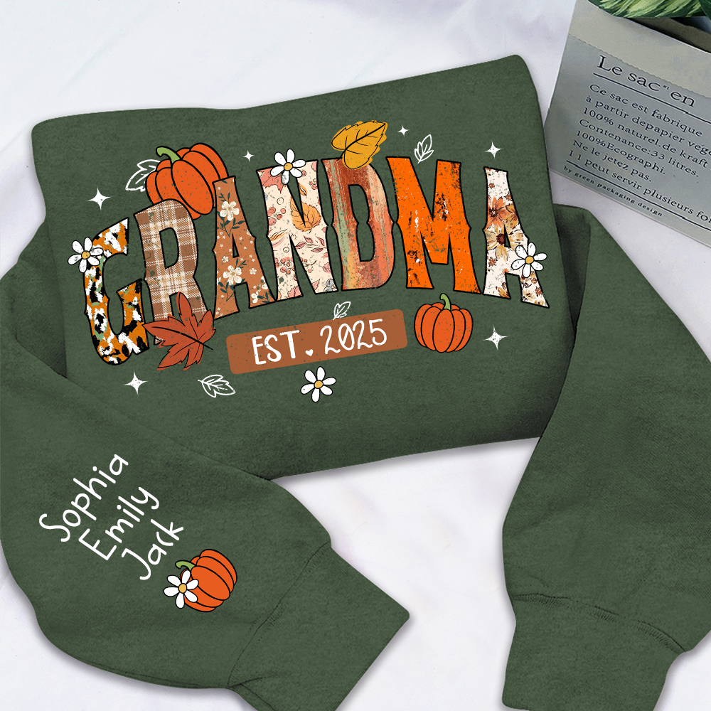 Custom Grandma Pumkin Sweatshirt, Personalized For Grandma And Kids