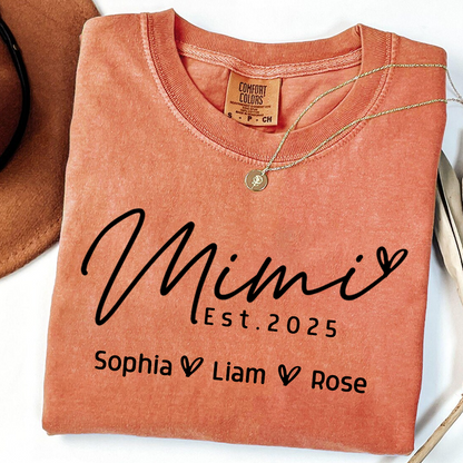 Comfort Colors® Minimalist Custom Name Shirt, Mimi And Kids Family Gift