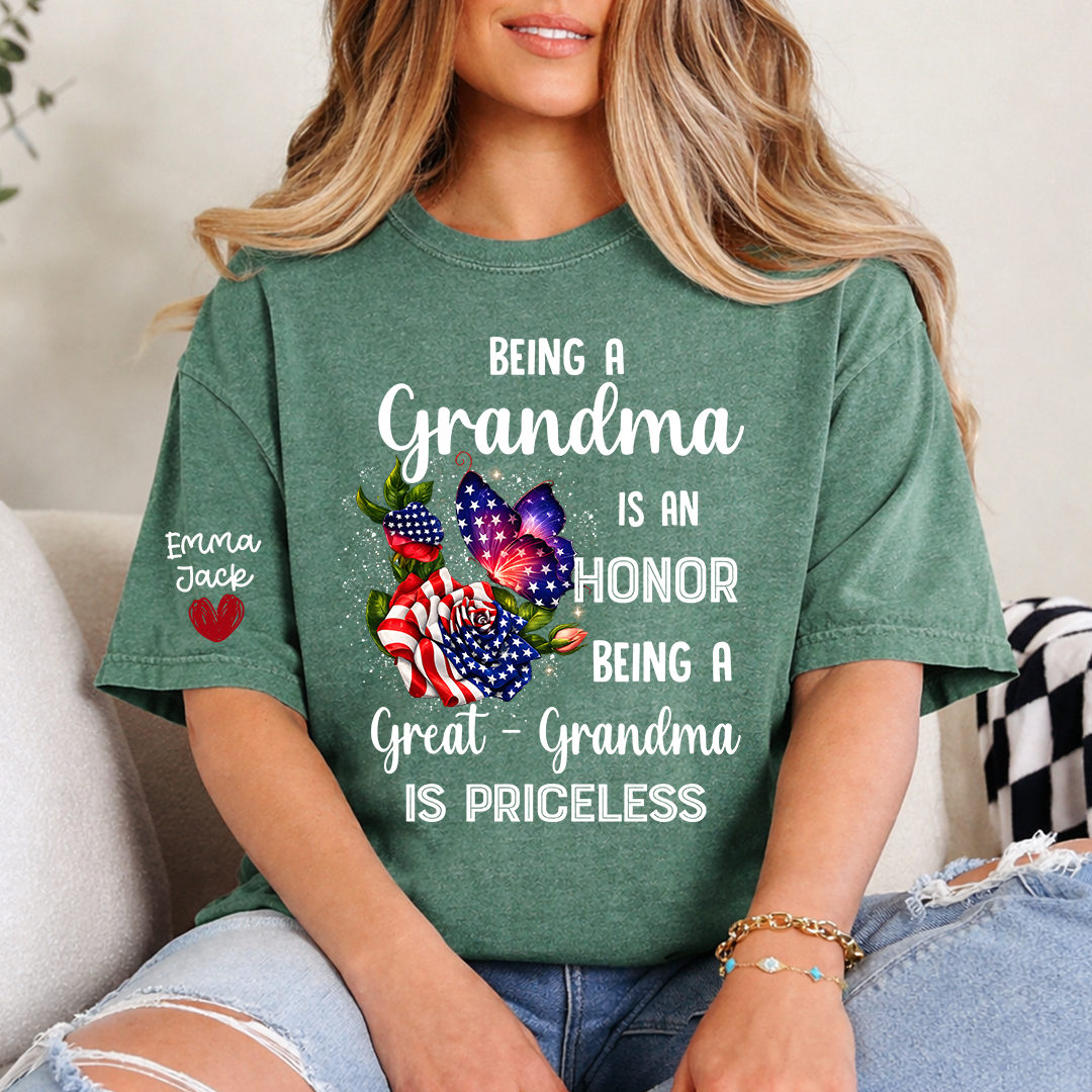 Being a Grandma is an Honor, Being a Great-Grandma is Priceless, Patriotic Grandma And Kids Gift