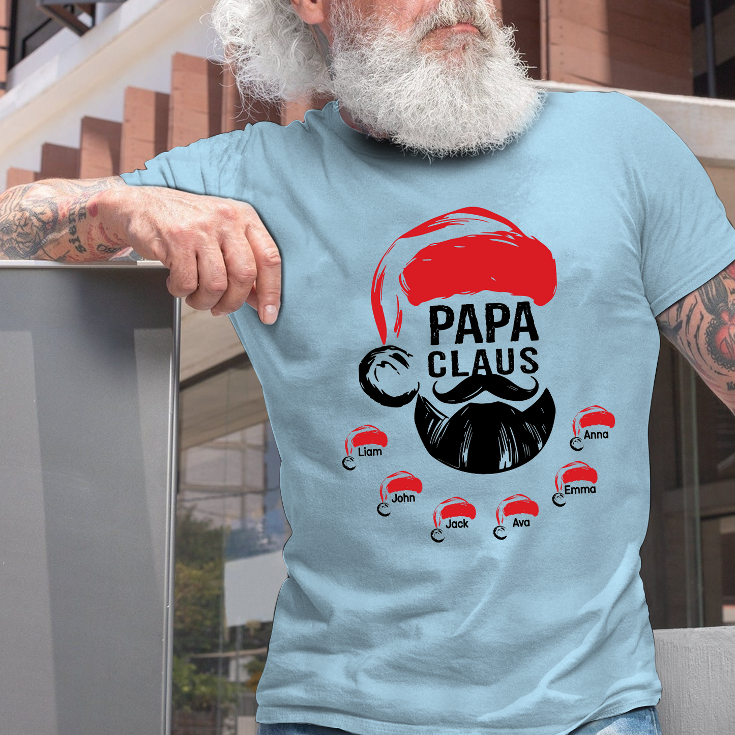 Custom Papa Claus Christmas, Gift For Papa And Kids T-Shirt
