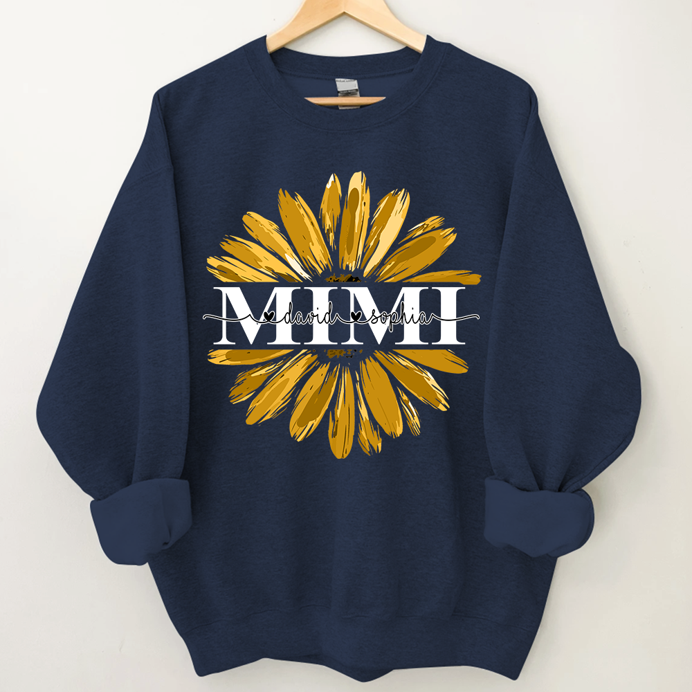 Mimi Yellow Daisy Flower With Grandkids Sweatshirt