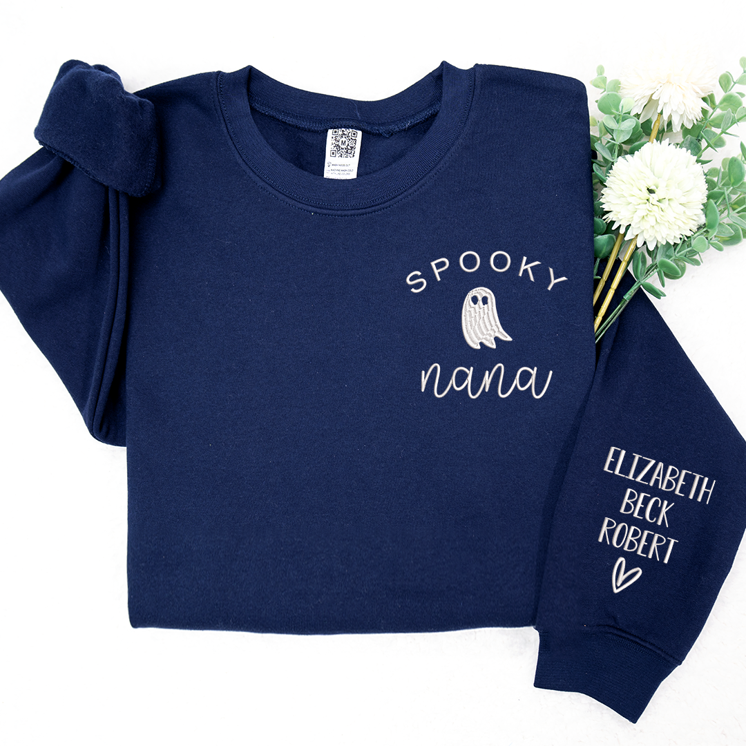 Spooky Nana With Kids Halloween Embroidered