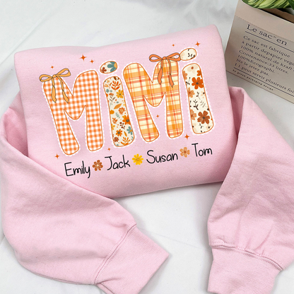 Custom Grandma Name, Preppy Floral Fall Mimi Bundle For Gift Mimi And Kids