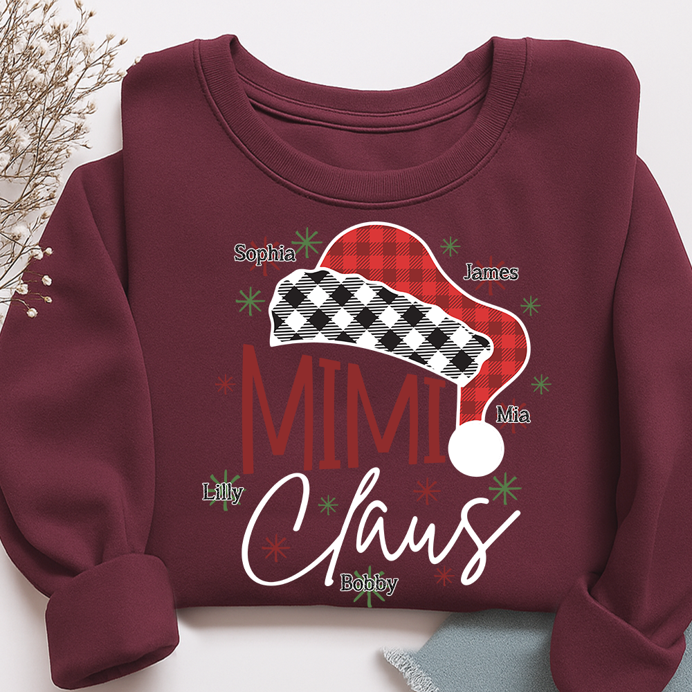 Personalized Mimi Claus Christmas Sweatshirt, Custom Grandma Shirt with Kids Names