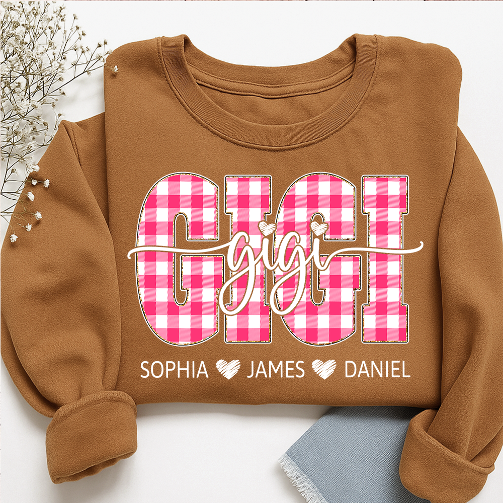 Personalized Gigi Sweatshirt with Grandkids Names, Custom Grandma Crewneck, Gigi Valentine Family Gift