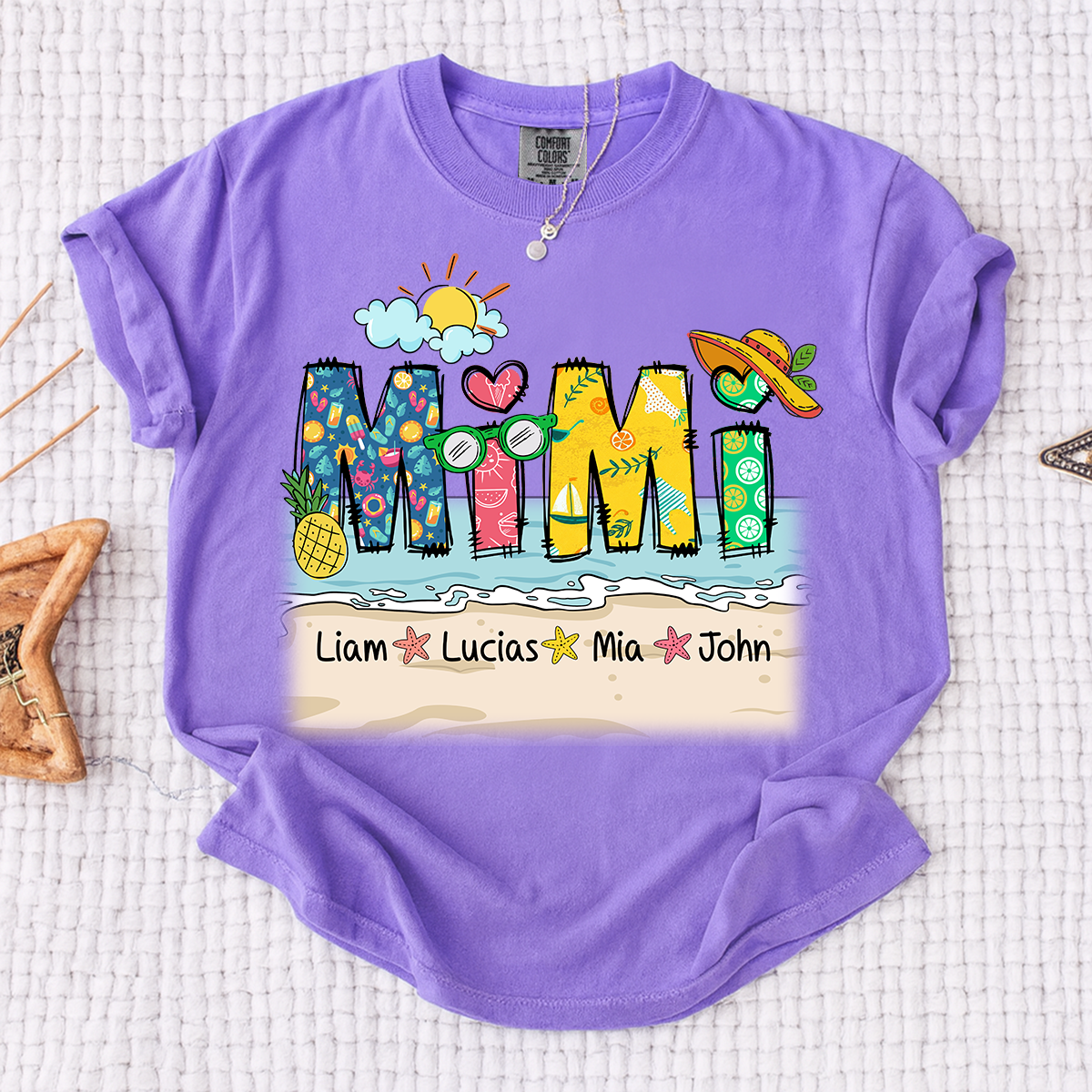 Comfort Colors® Cute Vacation Mimi Shirt with Pineapple and Sunglasses Design for Family