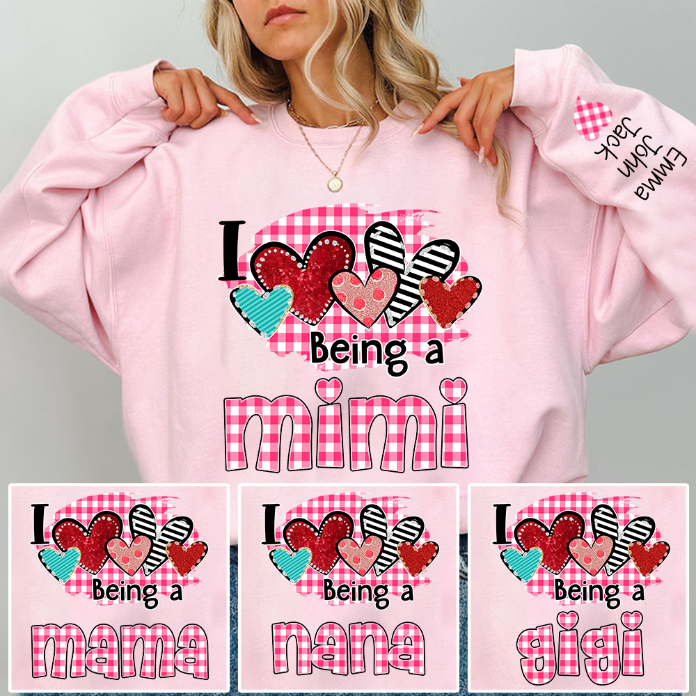 Valentine Mimi Crewneck Sweatshirt, Cute Heart Family Love Design, For Gift Grandma And Kids