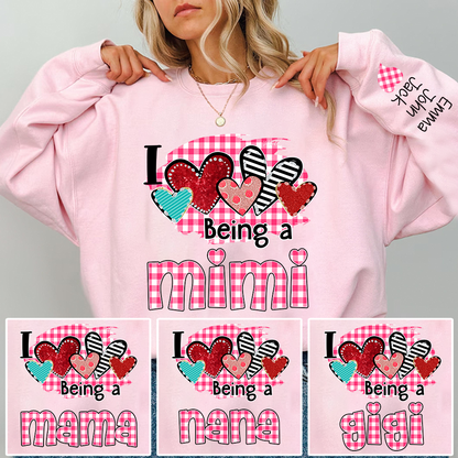 Valentine Mimi Crewneck Sweatshirt, Cute Heart Family Love Design, For Gift Grandma And Kids