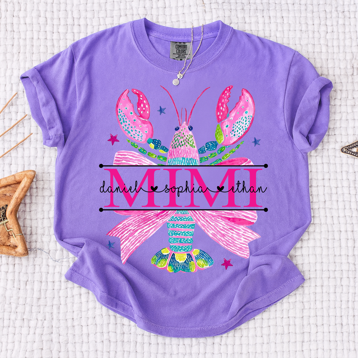 Comfort Colors® Mimi Lobster Family Name Shirt, Unique Personalized Crab T-Shirt for Grandma, Lobster Summer Graphic Top