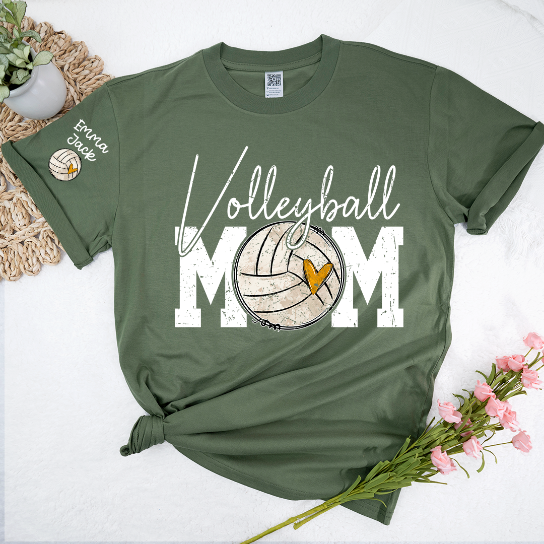 Personalized Volleyball Mom Shirt, Custom Grandkids Names and Volleyball Heart T Shirt