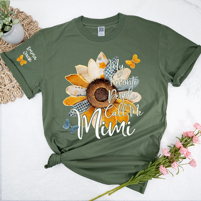 My Favorite People Call Me Mimi Shirt, Personalized Mimi T-Shirt with Sunflower Patchwork and Custom Names