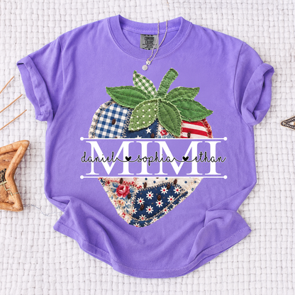 Comfort Colors® Personalized Mimi 4th of July Shirt, Cute Patriotic Grandma Strawberry Tee