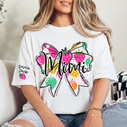 Funny Mimi Shirt, Strawberry Coquette Bow Graphic Tee, Grandma T Shirt for Women, Cute Gift for Mimi from Family