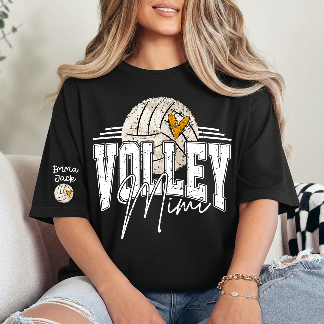 Custom Volleyball Mimi Shirt, Personalized with Kids Names, Volleyball Fan T Shirt