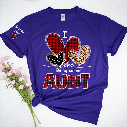I Love Being Calling Aunt T-Shirt, Personalized Name T-Shirt for Family